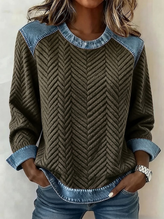 Vintage Abstract Stripes Crew Neck Long Sleeve Sweatshirt - Image 8