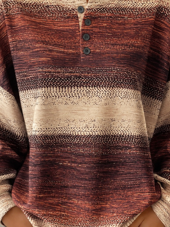 Casual Geometric Henley Collar Long Sleeve Sweatshirt - Image 3