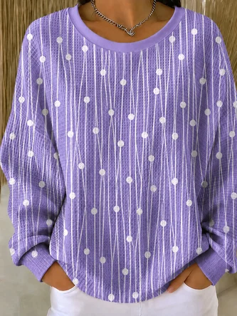 Casual Abstract Polka Dots Crew Neck Long Sleeve Sweatshirt - Image 2
