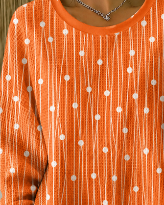 Casual Abstract Polka Dots Crew Neck Long Sleeve Sweatshirt - Image 7