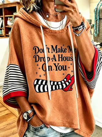 Casual Text Letters Hoodie Half Sleeve Hoodie - Image 3