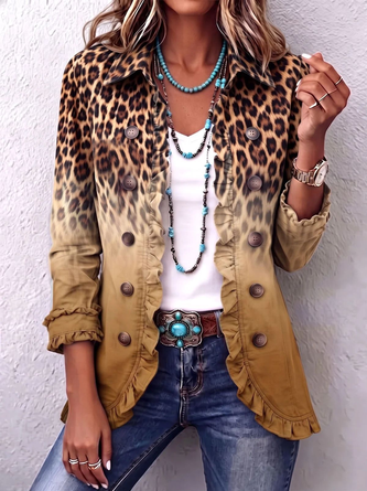 Women Spring/Fall Outerwear Vintage Ombre Long Sleeve Shawl Collar Jacket - Image 2