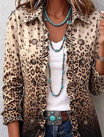 Women Spring/Fall Outerwear Vintage Ombre Long Sleeve Shawl Collar Jacket - Image 2