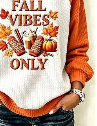 Casual Text Letters Crew Neck Long Sleeve Sweatshirt - Image 3