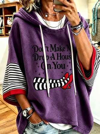 Casual Text Letters Hoodie Half Sleeve Hoodie - Image 5