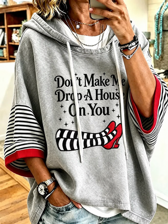 Casual Text Letters Hoodie Half Sleeve Hoodie - Image 4