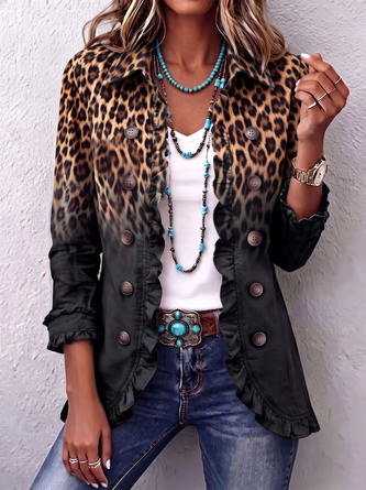 Women Spring/Fall Outerwear Vintage Ombre Long Sleeve Shawl Collar Jacket - Image 4