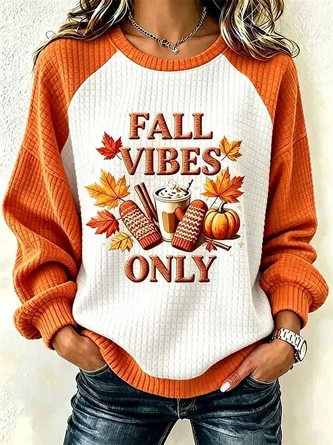 Casual Text Letters Crew Neck Long Sleeve Sweatshirt