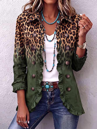 Women Spring/Fall Outerwear Vintage Ombre Long Sleeve Shawl Collar Jacket - Image 5