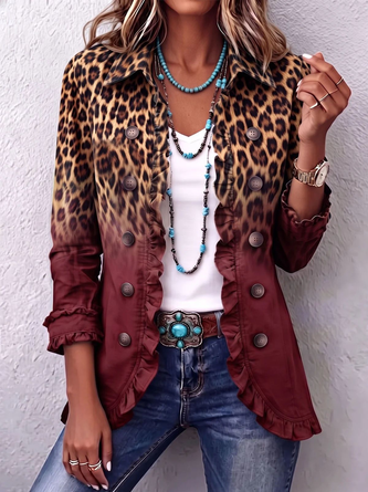 Women Spring/Fall Outerwear Vintage Ombre Long Sleeve Shawl Collar Jacket - Image 3