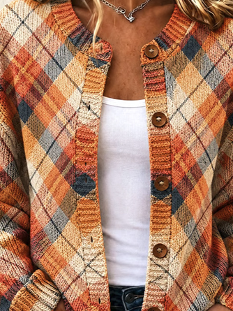Women Plaid Long Sleeve Comfy Casual Cardigan - Image 3
