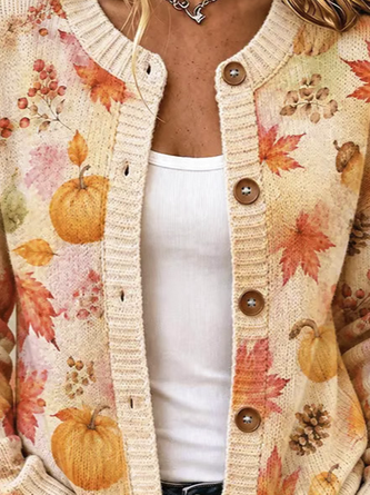 Women Maple Leaf Long Sleeve Comfy Casual Cardigan - Image 3