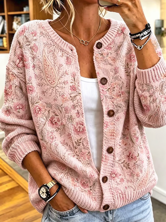 Women Floral Long Sleeve Comfy Casual Cardigan - Image 2