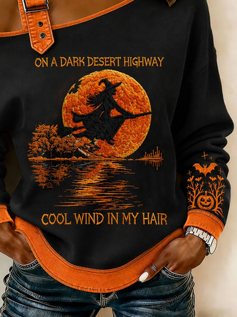 Casual Halloween Asymmetrical Long Sleeve Sweatshirt - Image 3