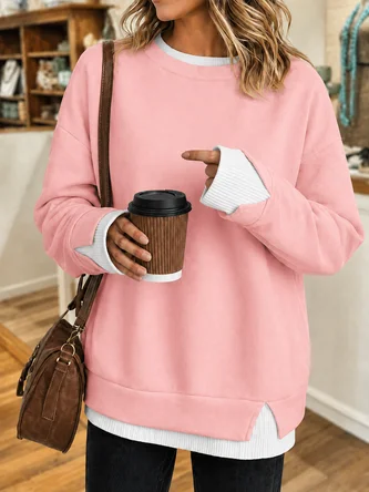 Casual Plain Crew Neck Long Sleeve Sweatshirt 1 Casual Plain Crew Neck Long Sleeve Sweatshirt