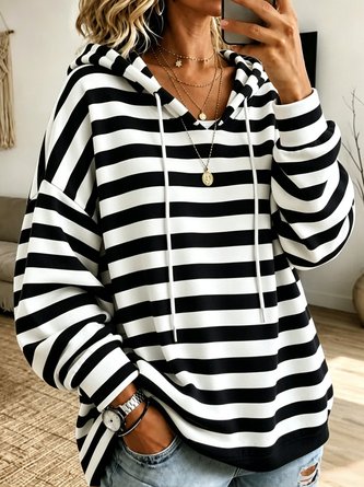 Casual Striped Hoodie Long Sleeve Hoodie - Image 3