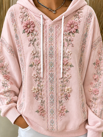 Casual Floral Hoodie Long Sleeve Hoodie - Image 2