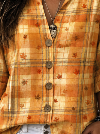 Women Plaid Casual Shirt Henley Collar Long Sleeve Top 3 Women Plaid Casual Shirt Henley Collar Long Sleeve Top - Image 3