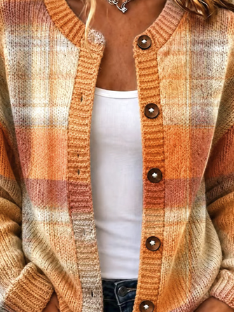Women Color Block Long Sleeve Comfy Casual Cardigan - Image 3
