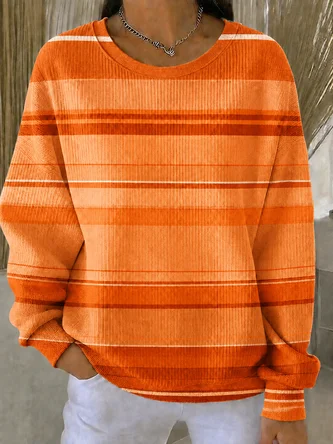 Casual Abstract Stripes Crew Neck Long Sleeve Sweatshirt 2 Casual Abstract Stripes Crew Neck Long Sleeve Sweatshirt - Image 2