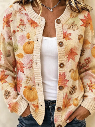 Women Maple Leaf Long Sleeve Comfy Casual Cardigan - Image 2