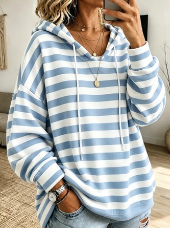 Casual Striped Hoodie Long Sleeve Hoodie - Image 5