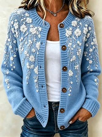 Women Floral Long Sleeve Comfy Casual Cardigan 2 Women Floral Long Sleeve Comfy Casual Cardigan - Image 2