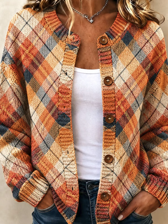 Women Plaid Long Sleeve Comfy Casual Cardigan - Image 2