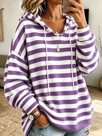 Casual Striped Hoodie Long Sleeve Hoodie - Image 4
