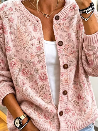 Women Floral Long Sleeve Comfy Casual Cardigan - Image 3