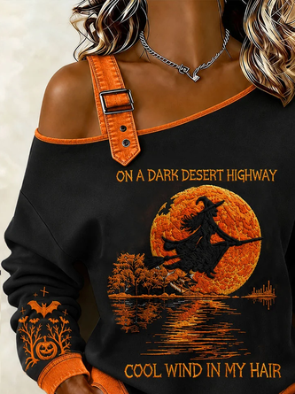 Casual Halloween Asymmetrical Long Sleeve Sweatshirt - Image 2
