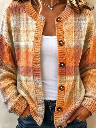 Women Color Block Long Sleeve Comfy Casual Cardigan - Image 2