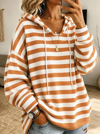 Casual Striped Hoodie Long Sleeve Hoodie