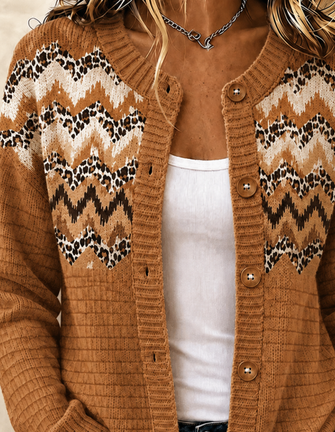 Women Geometric Long Sleeve Comfy Casual Cardigan - Image 3