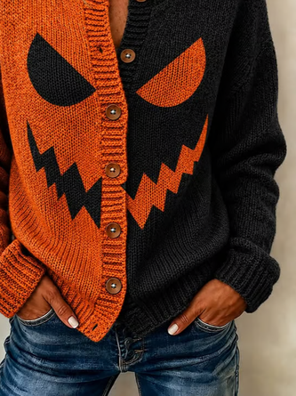 Women Halloween Long Sleeve Comfy Vintage Printing Cardigan - Image 3