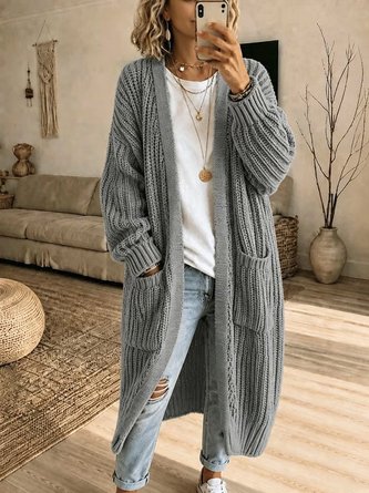 Women Plain Long Sleeve Comfy Casual Cardigan - Image 2