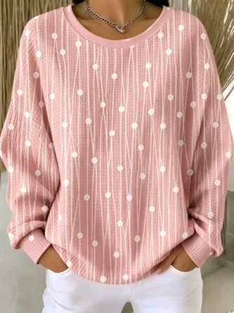 Casual Abstract Polka Dots Crew Neck Long Sleeve Sweatshirt - Image 4