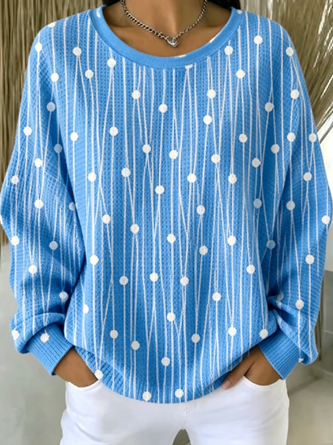Casual Abstract Polka Dots Crew Neck Long Sleeve Sweatshirt - Image 6