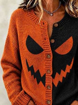 Women Halloween Long Sleeve Comfy Vintage Printing Cardigan - Image 2