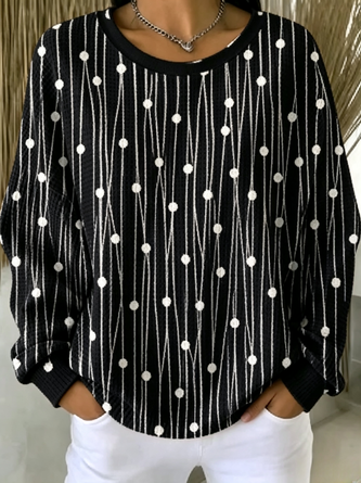 Casual Abstract Polka Dots Crew Neck Long Sleeve Sweatshirt - Image 5