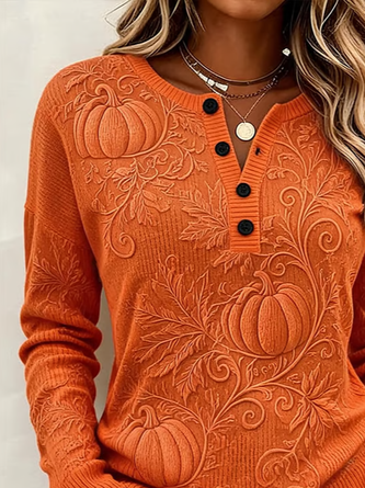 Casual Maple Leaf Crew Neck Long Sleeve Sweatshirt - Image 2