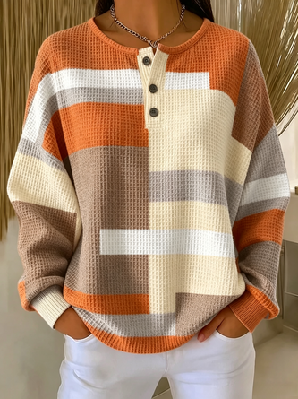 Casual Abstract Henley Collar Long Sleeve Sweatshirt - Image 6
