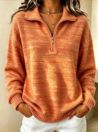 Casual Striped Half Open Collar Long Sleeve Sweatshirt - Image 2