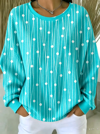 Casual Abstract Polka Dots Crew Neck Long Sleeve Sweatshirt - Image 3