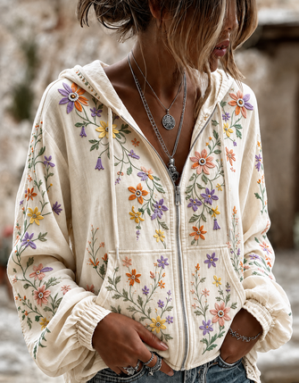 Casual Floral Hoodie Long Sleeve Hoodie