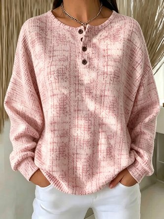 Casual Henley Collar Geometric Sweatshirt - Image 3