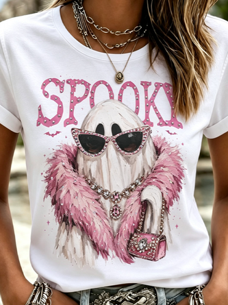 Casual Halloween Crew Neck Short Sleeve T-shirt - Image 3