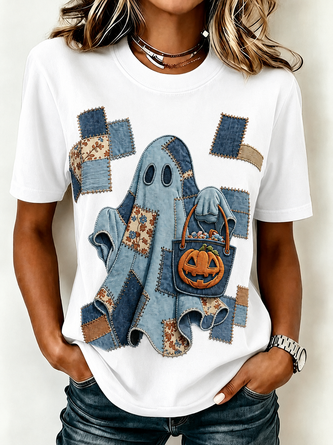 Casual Halloween Crew Neck Short Sleeve T-shirt - Image 2