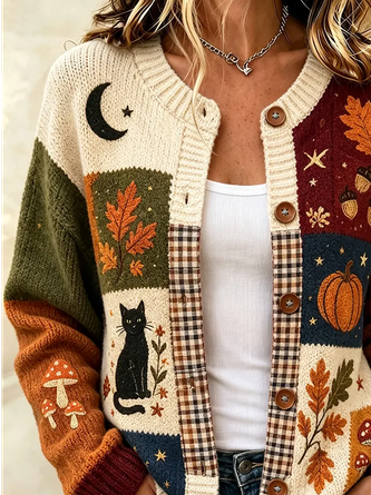 Women Cat Long Sleeve Comfy Vintage Printing Cardigan - Image 2