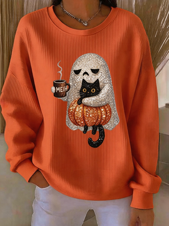 Vintage Cartoon Crew Neck Long Sleeve Sweatshirt